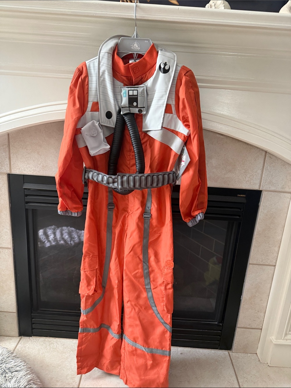Disney Orange Rebel Pilot Jumpsuit with White Vest and Black Hose